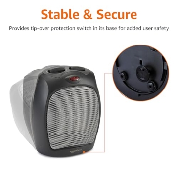 Compact Amazon Basics Ceramic Space Heater for Indoor Use