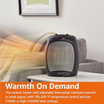 Compact Amazon Basics Ceramic Space Heater for Indoor Use