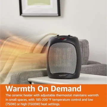 Compact Amazon Basics Ceramic Space Heater for Indoor Use