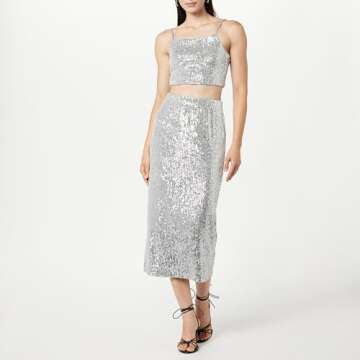 Stunning Bianca Sequin Midi Skirt by The Drop - Plus Size