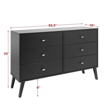 Prepac Milo Modern 6 Drawer Dresser for Stylish Storage