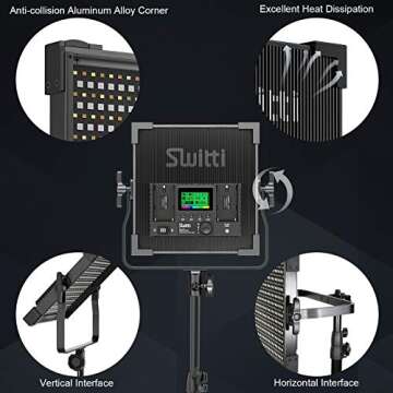 Switti RGB Video Light, 50W Full Color Photography Lights, LED Video Panel Light, 552 pcs LEDs/CRI >97, 2600K-10000K/Brightness 0-100%/0-360 Adjustable Colors/9 Applicable Scenes