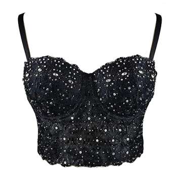 ELLACCI Women's Sexy Rhinestone Bustier Top - Perfect for Parties
