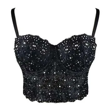ELLACCI Women's Sexy Rhinestone Bustier Top - Perfect for Parties