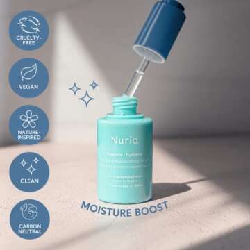 Nuria - Hydrate Moisture Replenishing Serum, Antioxidant Serum for All Skin Types, Skin Care Serum with Everlasting Flower Extract and Squalane Oil for Face, 25mL/0.8 fl oz