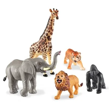 Learning Resources Jumbo Jungle Animals, Animal Toys for Kids, Safari Animals, 5 Pieces, Ages 18 mon...