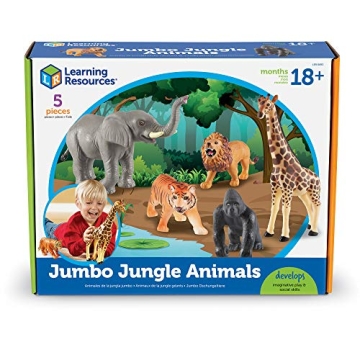 Learning Resources Jumbo Jungle Animals for Kids, 5 Pieces