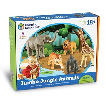 Learning Resources Jumbo Jungle Animals for Kids, 5 Pieces