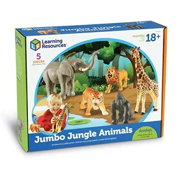 Learning Resources Jumbo Jungle Animals for Kids, 5 Pieces