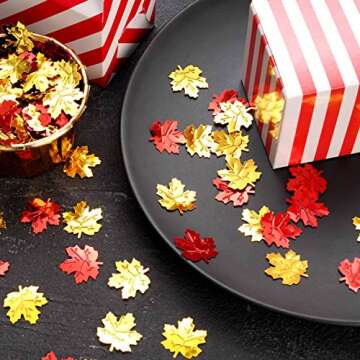 Fall Party Table Scatter Confetti - Thanksgiving Day Maple Leaves Autumn Party Foil Metallic Sequins Confetti Carnival Party Sprinkles Confetti Decorations, 60g