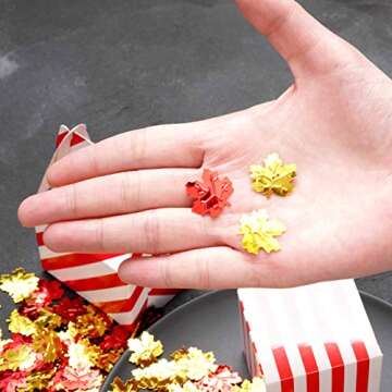 Fall Party Table Scatter Confetti - Thanksgiving Day Maple Leaves Autumn Party Foil Metallic Sequins Confetti Carnival Party Sprinkles Confetti Decorations, 60g