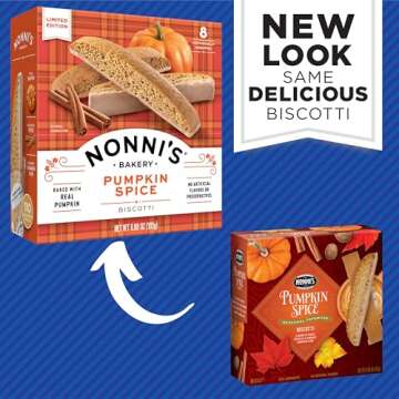 Nonni's Pumpkin Spice Biscotti - Pumpkin Cookies - Pumpkin Biscotti w/Blend of Spices & Dipped in Ci...