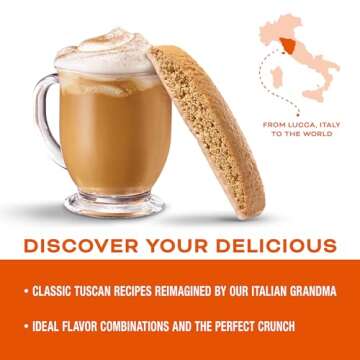 Nonni's Pumpkin Spice Biscotti - Pumpkin Cookies - Pumpkin Biscotti w/Blend of Spices & Dipped in Cinnamon Icing - Individually Wrapped Pumpkin Spice Cookies - Kosher Coffee Cookies - 6.88 oz