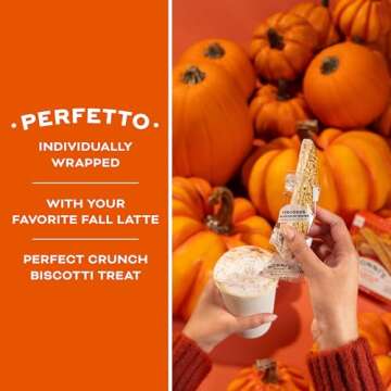 Nonni's Pumpkin Spice Biscotti - Pumpkin Cookies - Pumpkin Biscotti w/Blend of Spices & Dipped in Cinnamon Icing - Individually Wrapped Pumpkin Spice Cookies - Kosher Coffee Cookies - 6.88 oz