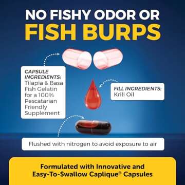 Viva Naturals Antarctic Krill Oil Omega 3 Supplements 1250 mg - DHA EPA Omega-3 & Astaxanthin Concentration for Joint Health, No Fish Burp - 60 Omega 3 Krill Oil Capsules