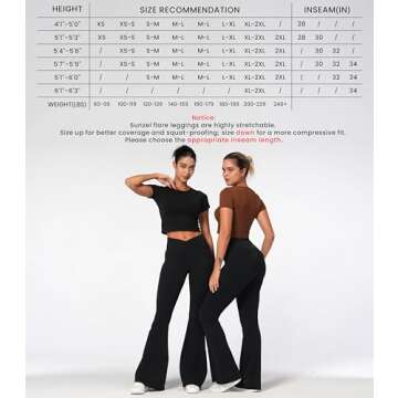 Sunzel Flare Leggings, Crossover Yoga Pants for Women with Tummy Control, High-Waisted and Wide Leg Black