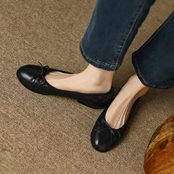 SHODENSE Women's Bow Flats Stylish Comfortable Slip-On Shoes