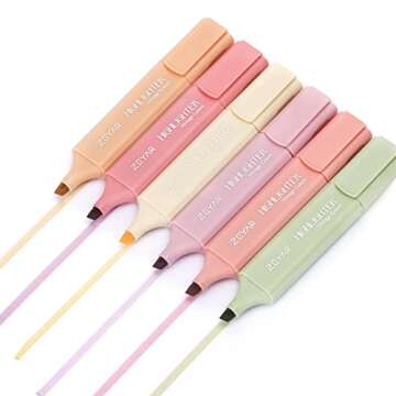 ZEYAR Highlighter Pen, vintage colors- Romantic Chisel Tip, Water Based, Quick Dry, No Bleed, for Bible Study Notes School Office (6 Romance colors)