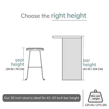 MH London White Bar Stool - Exclusively Designed Hand Crafted Barstools Solid Wood Counter Height Bar Stools - Contemporary Design for Backless Wooden Bar Chair for Kitchen Counter