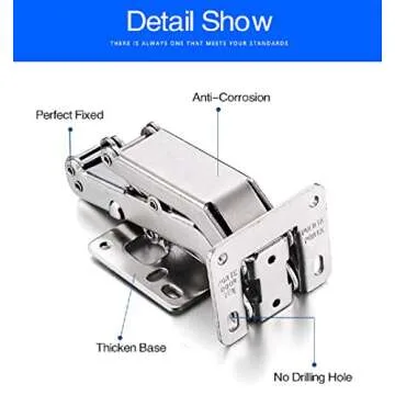 170 Degree Hinges Frameless Cabinet Door Hinges Hidden Hydraulic Adjustable Mounting Hinges Soft Closing Stainless Steel Buffer Damping Wardrobe, 1 Pair (Full Coverage) (1 Pair)