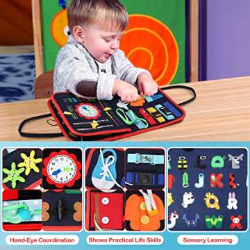 Montessori Busy Board for Toddlers - Educational Travel Toy