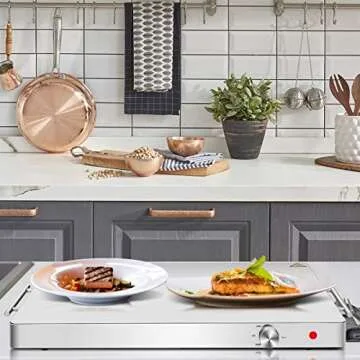 Giantex Electric Warming Tray Large 21''x16'' Surface, Stainless Steel Hot Plate with Adjustable Temperature Control, Cool Touch Handles, Food Warmer Buffets Server for Party Events Dinner