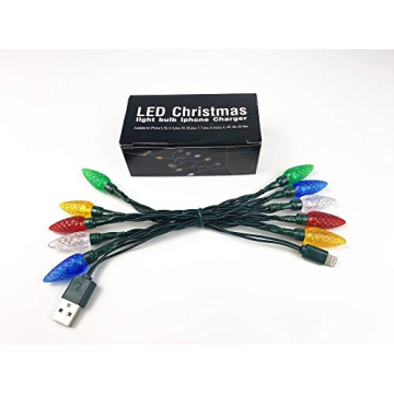 Cewuidy LED Christmas Lights Charging Cable,USB and Bulb Charger,50inch 10led Multicolor Available with Phone11,11Pro,11Pro Max,12,12Pro,12Pro Max,13,13Pro,13Pro Max,14,14Pro,14Pro Max etc (1pcs)