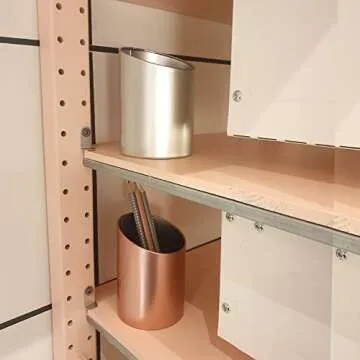Produco Metal Mesh Diagonal Pen Pencil Brush Cup Holder Stand for Office Desk, Rose Gold, Pink