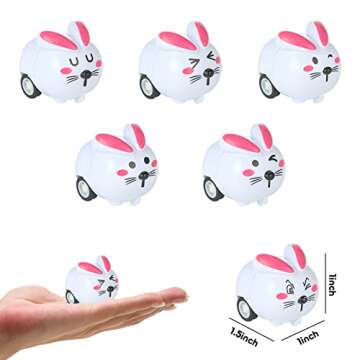 3 Otters 24pcs Easter Toy Cars - Pull Back Bunny Rabbit Racers