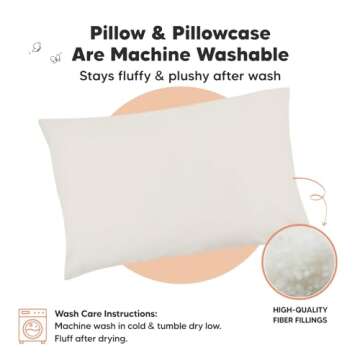 Toddler Pillow with Pillowcase - 13x18 My Little Dreamy Kids Travel Bed Pillows for Sleeping, Organic Cotton Small Pillowcase, Soft & Breathable, Machine Washable, Toddlers 2-5 Years Old (Clay)