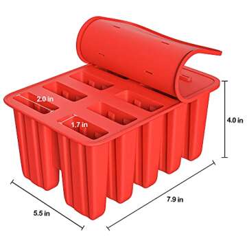 Ouddy Popsicles Molds, 10 Cavities Food Grade Popsicle Maker with 50 Popsicle Sticks & 1 Silicone Fu...