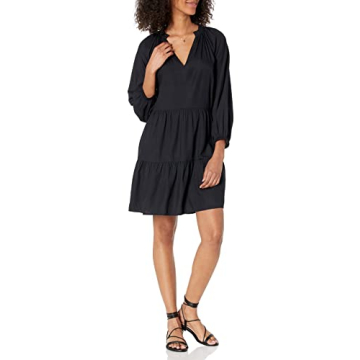 The Drop Women's Ruffle-Neck Tiered Mini Dress - Lightweight, Comfortable & Stylish
