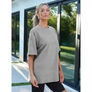 Trendy Queen Womens Oversized Summer T Shirts Business Casual Dressy Tops Beach Vacation Clothes Spring Fashion 2025 Grey S