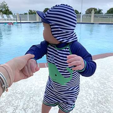 3-6 Months Swimsuit Boys Whale Sunsuits One Piece Swimwear with Sun Hat UPF 50+ Sun Protection Bathing Suits