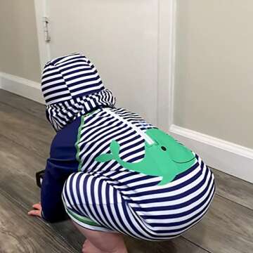 3-6 Months Swimsuit Boys Whale Sunsuits One Piece Swimwear with Sun Hat UPF 50+ Sun Protection Bathing Suits