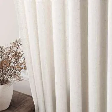 Natural Linen Curtains 90 inches Long for Living Room Grommet Light Filtering Window Curtain 90 inch Length 2 Panels Set Neutral Rustic Farmhouse Semi Sheer Cream Curtains Bedroom Home Office