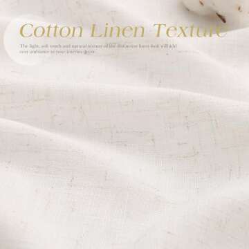 Natural Linen Curtains 90 inches Long for Living Room Grommet Light Filtering Window Curtain 90 inch Length 2 Panels Set Neutral Rustic Farmhouse Semi Sheer Cream Curtains Bedroom Home Office
