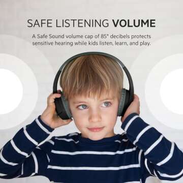 Belkin SoundForm Mini Wireless Headphones for Kids - 30H Battery Life, Safe Volume Limit, Built-in M...