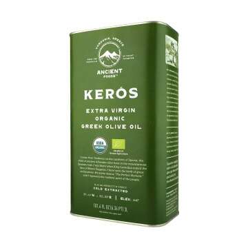 Ancient Foods Keros Greek Organic Extra Virgin Olive Oil – Cold Pressed Olive Oil from Greece, Hig...
