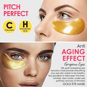 cedlize Under Eye Collagen Patch, 24K GOLD ANTI-AGING MASK, Pads For Puffy Eyes & Bags, Dark Circles and Wrinkles, With Hyaluronic Acid, Hydrogel, Deep Moisturizing Improves Elasticity, 30 PAIRS