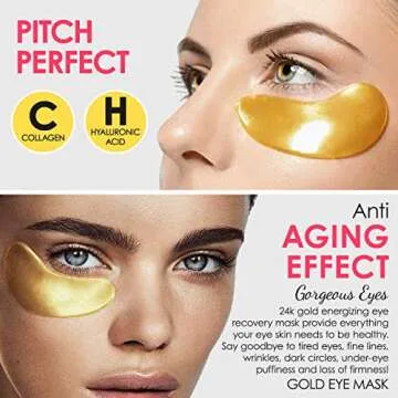 cedlize Under Eye Collagen Patch, 24K GOLD ANTI-AGING MASK, Pads For Puffy Eyes & Bags, Dark Circles and Wrinkles, With Hyaluronic Acid, Hydrogel, Deep Moisturizing Improves Elasticity, 30 PAIRS