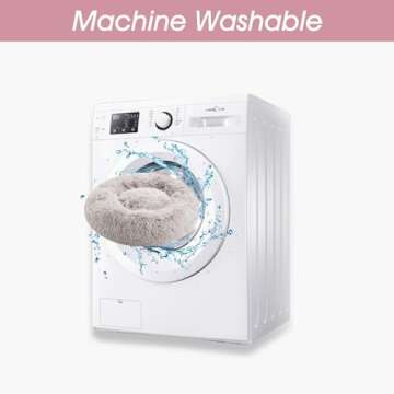 WESTERN HOME WH Calming Dog & Cat Bed, Anti-Anxiety Donut Cuddler Warming Cozy Soft Round Bed, Fluffy Faux Fur Plush Cushion Bed for Small Medium Dogs and Cats (20"/24"/27"/30")