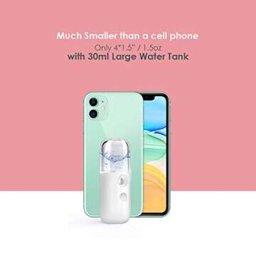 GIVERARE Nano Facial Steamer, Handy Mini Mister, USB Rechargeable Mist Sprayer, 30ml Visual Water Tank Moisturizing&Hydrating for Face, Daily Makeup, Skin Care, Eyelash Extensions-White