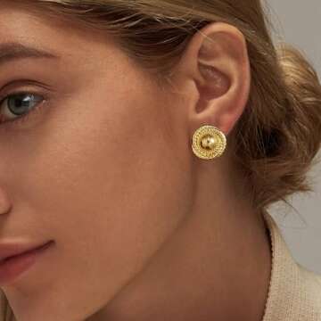 SELFROSE Gold Chunky Earrings for Women,Statement Earrings 14K Gold Plated Dainty Gold Earrings for ...