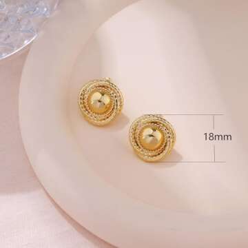 SELFROSE Gold Chunky Earrings for Women,Statement Earrings 14K Gold Plated Dainty Gold Earrings for Women Trendy Hypoallergenic Gold Stud Earrings Big Statement Earrings for Women Tarnish Free Jewelry
