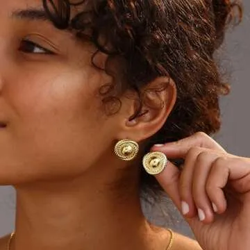 SELFROSE Gold Chunky Earrings for Women Statement Style