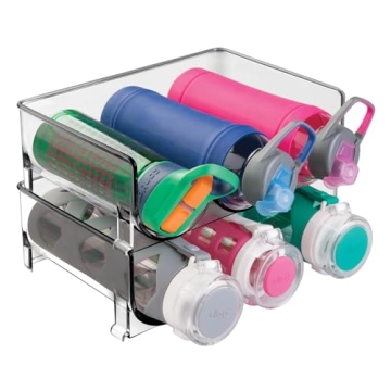 mDesign Stackable Plastic 3 Bottle Refrigerator Wine Rack - Chic Kitchen Organizer