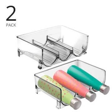 mDesign Stackable Plastic Wine Rack - 3 Bottle Organizer