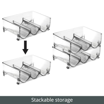 mDesign Stackable Plastic Wine Rack - 3 Bottle Organizer