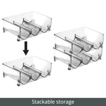 mDesign Stackable Plastic Wine Rack - 3 Bottle Organizer